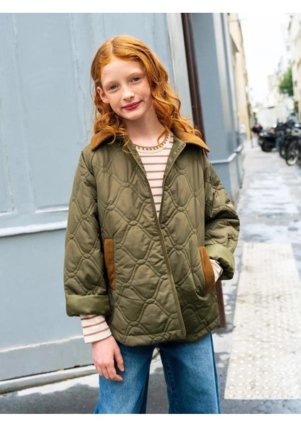 Lcw Kids Gömlek Yaka Kapitone Desenli Kız Çocuk Mont (W5)