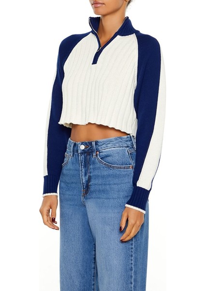 Ribanalı Renk Bloklu Kazak indirimleri