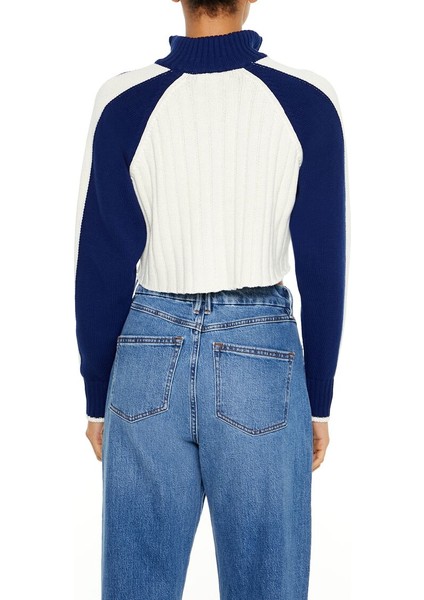 Ribanalı Renk Bloklu Kazak