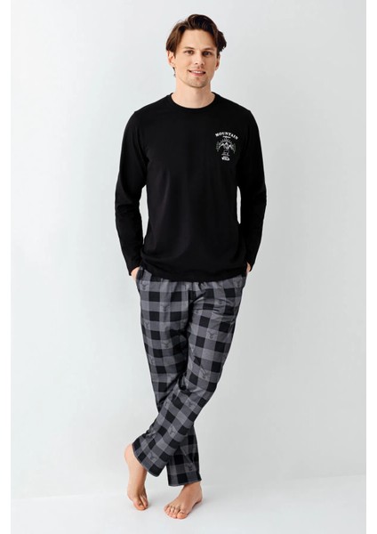 Uzun Kol Ekoseli Erkek Pijama Takım 3501