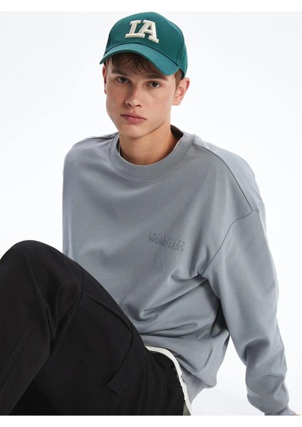 Xsıde Bisiklet Yaka Baskılı Erkek Sweatshirt (W5)