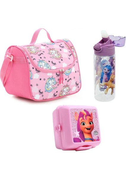 Beslenme Çantası + Suluk + Beslenme Kabı 3'lü Okul Seti Pony Unicorn