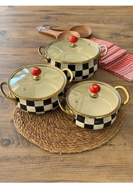 Dama Emaye Tencere Seti 3'lü indirimleri