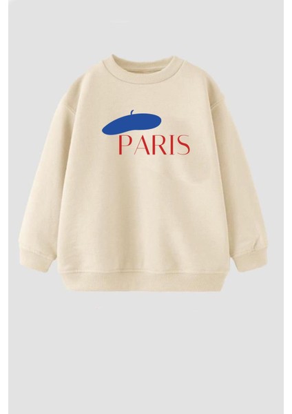 Kız Çocuk Paris Baskılı 3 Iplik Kumaş Pamuklu Sweatshirt
