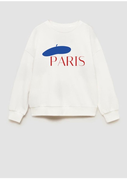 Kız Çocuk Paris Baskılı 3 Iplik Kumaş Pamuklu Sweatshirt fiyatları