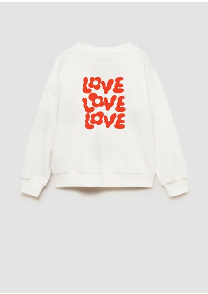 Kız Çocuk Love Baskılı 3 Iplik Kumaş Pamuklu Sweatshirt fiyatları