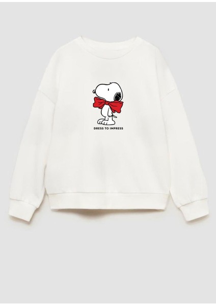 Kız Çocuk Snoopy Baskılı 3 Iplik Kumaş Pamuklu Sweatshirt fiyatları