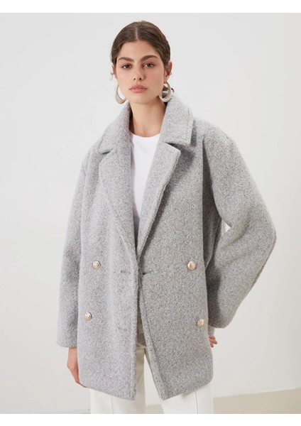 Lcw Modest Kruvaze Yaka Oversize Kadın Kaşe Kaban (W5)