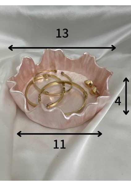 Pembe Orta Boy Takı ve Aksesuar Kasesi, Dekoratif Kase, Dalgalar Serisi Kase fiyatları