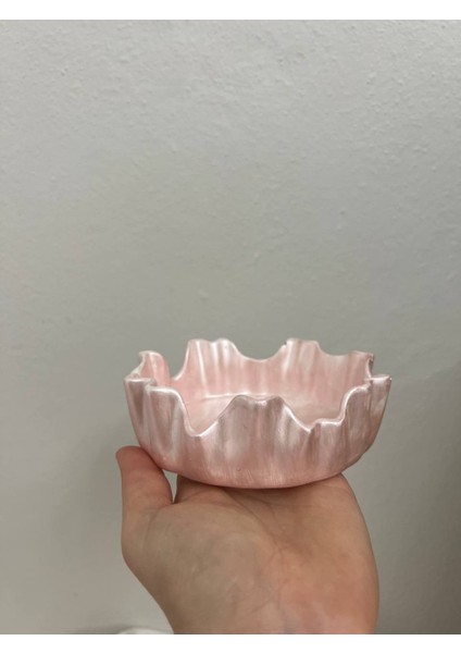 Pembe Orta Boy Takı ve Aksesuar Kasesi, Dekoratif Kase, Dalgalar Serisi Kase modelleri