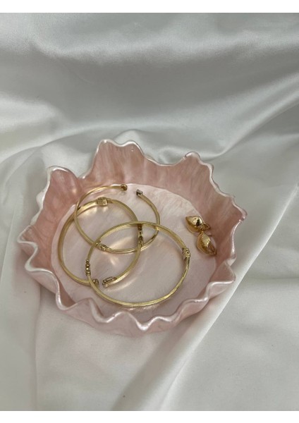 Pembe Orta Boy Takı ve Aksesuar Kasesi, Dekoratif Kase, Dalgalar Serisi Kase indirimleri