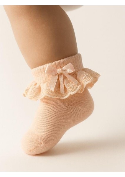 Kız Bebek Pamuklu Dantelli Soket Çorap
