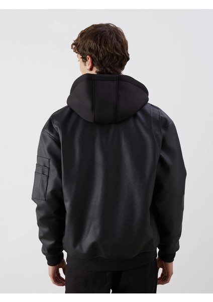 Xsıde Standart Kalıp Kapüşonlu Erkek Deri Görünümlü Mont (W5) indirimleri