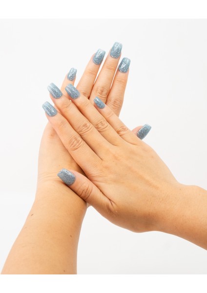 10'lu Mavi Kısa Balerin TT1244 Tekrar Kullanılabilir El Yapımı Protez Takma Tırnak - Mavi-S