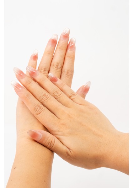 10'lu Pembe Kısa Oval T1250 Tekrar Kullanılabilir El Yapımı Protez Takma Tırnak - Pembe-L