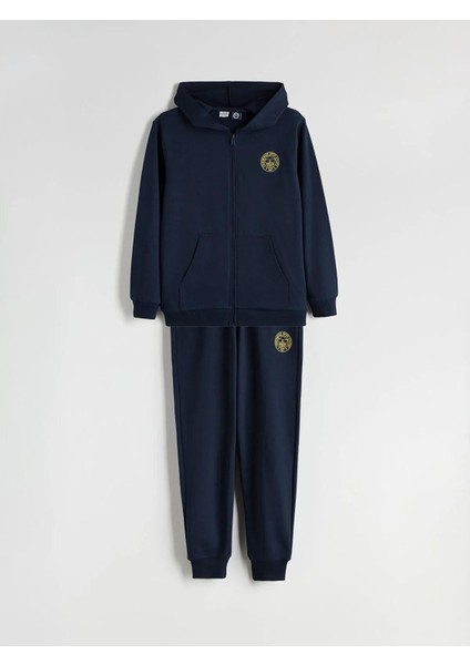 Kapüşonlu Fenerbahçe Baskılı Erkek Çocuk Sweatshirt ve Eşofman Altı 2'li (W5)