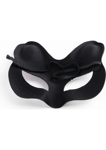 Siyah Süet Kaplama Gümüş Yeşil Simli Kedi Maskesi modelleri