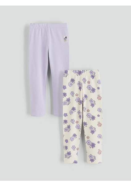 Desenli Kız Çocuk Tayt 2'li (W5)