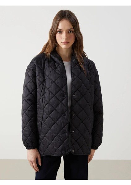 Kapüşonlu Kapitone Oversize Kadın Şişme Mont (W5)