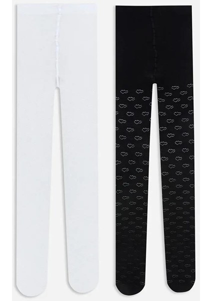 Desenli Kız Çocuk Külotlu Çorap 2'li (W5)