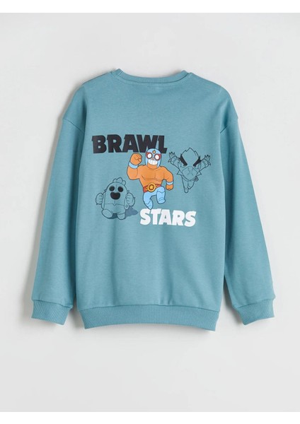 Bisiklet Yaka Brawl Stars Baskılı Erkek Çocuk Tişört (W5)