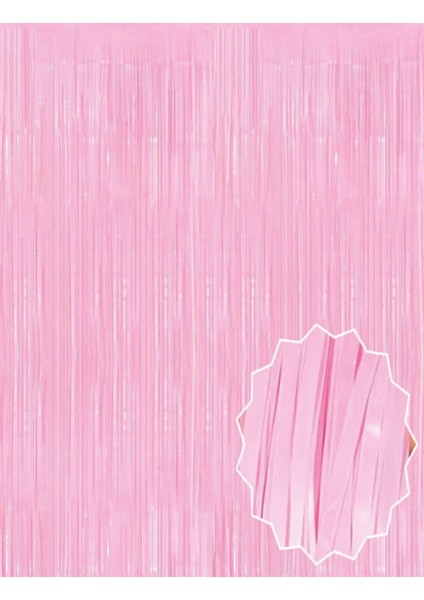 Soft Pembe Püsküllü Kapı Perdesi