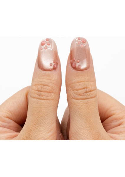 10'lu Pembe Kısa Oval TT1214 Tekrar Kullanılabilir El Yapımı Protez Takma Tırnak - Ten Rengi-Pembe-M
