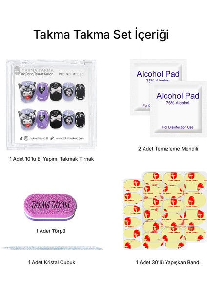 10'lu Renkli Kısa Yuvarlak TT1213 Tekrar Kullanılabilir El Yapımı Protez Takma Tırnak - Renkli-L indirimleri