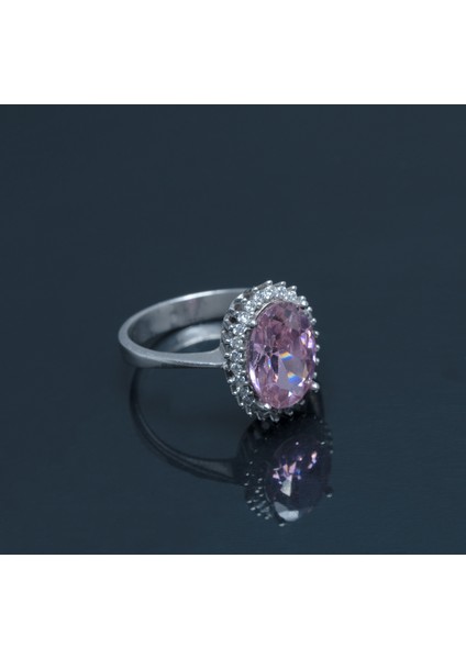 Oval Pembe Kunzit Taşlı 925 Ayar Gümüş Çiçek Tasarımlı Kadın Yüzük Parmağa Göre Ayarlanır 4.27 gr fiyatları