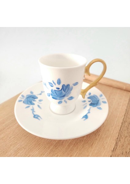 Mavi Gül Desen Kahve Fincanı 2'li Takım fiyatları