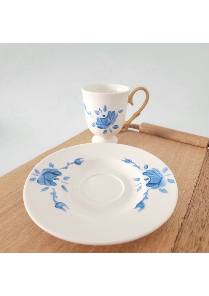 Mavi Gül Desen Kahve Fincanı 2'li Takım fırsatları