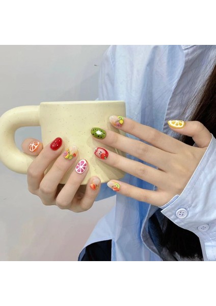 Tekrar Kullanılabilir El Yapımı Protez Takma Tırnak TT1186 - Summer Coolness - 10'lu fiyatları