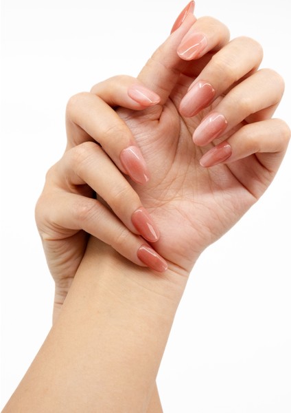 10'lu Ten Rengi Kısa Oval TT1182 Tekrar Kullanılabilir El Yapımı Protez Takma Tırnak - Ten Rengi-M