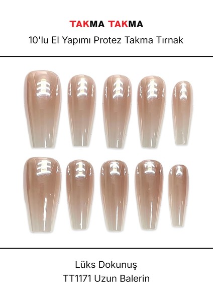 Tekrar Kullanılabilir El Yapımı Protez Takma Tırnak TT1171 - Lüks Dokunuş - 10'lu
