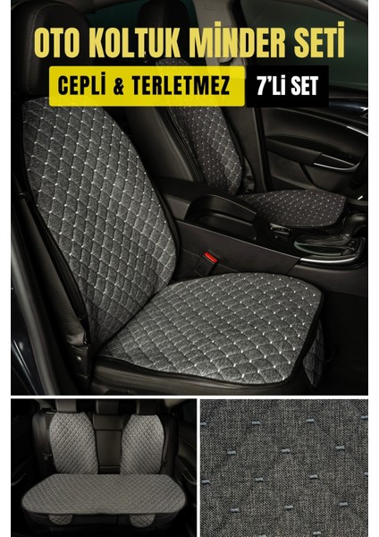 Terletmez Keten Cepli Kolay Montaj Ototurco Koltuk Koruyucu Kılıf Minder Seti (7li Tam Set) fiyatları