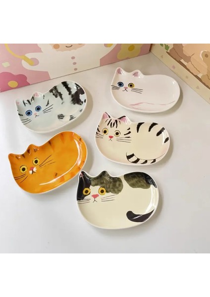 Iki Parçalı Set Japon Illüstrasyonlu Kedi Tabakları Yavru Kedi Serisi Baharat Tabakları modelleri