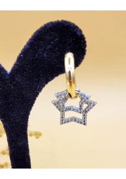 Işıltılı Gold-Silver Çift Yıldız Küpe fiyatları