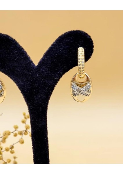 Gömme Taşlı Gold Düğme Küpe fiyatları