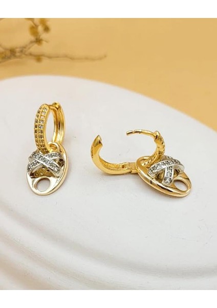 Gömme Taşlı Gold Düğme Küpe fırsatları