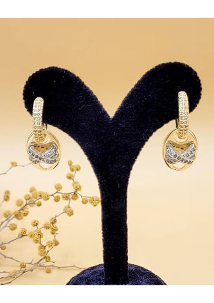 Gömme Taşlı Gold Düğme Küpe indirimleri