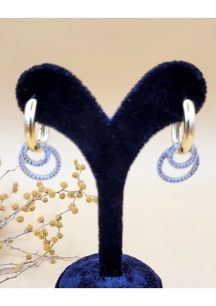 Işıltılı Gold-Silver Çift Halka Küpe indirimleri