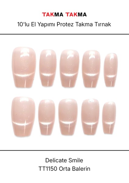 10'lu Ten Rengi Orta Balerin TT1150 Tekrar Kullanılabilir El Yapımı Protez Takma Tırnak - Ten Rengi-M fırsatları