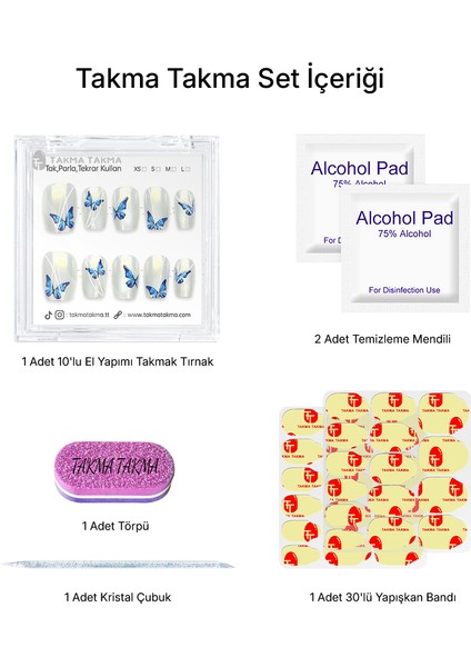 Tekrar Kullanılabilir El Yapımı Protez Takma Tırnak TT1143 - Imagination Wings - 10'lu fiyatları