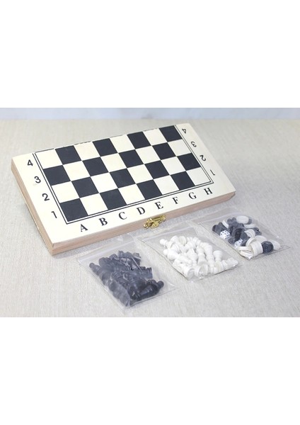 Ahşap Kutulu Satranç Tavla Seti Model 3