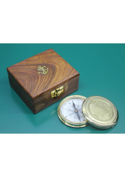Ahşap Kutulu Pirinç Pusula Model 9