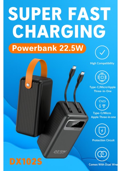 60000 Mah Ultra Kapasiteli Powerbank – Hızlı Şarj, Type-C & Ios Giriş, 2 Çıkışlı, LED Işıklı modelleri