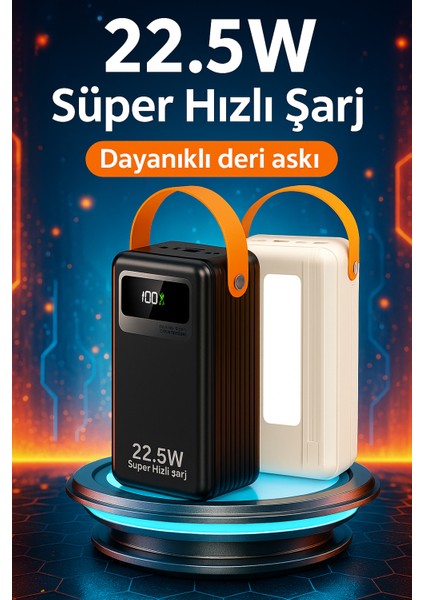 60000 Mah Ultra Kapasiteli Powerbank – Hızlı Şarj, Type-C & Ios Giriş, 2 Çıkışlı, LED Işıklı indirimleri