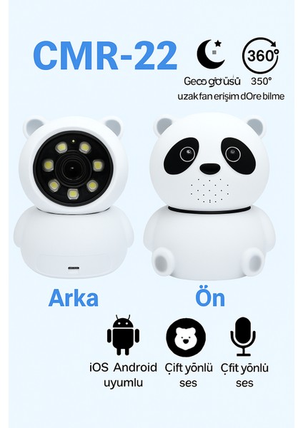 Panda Akıllı Güvenlik Kamerası – 360° Dönüş, Gece Görüşü, Hareket Algılama fırsatları