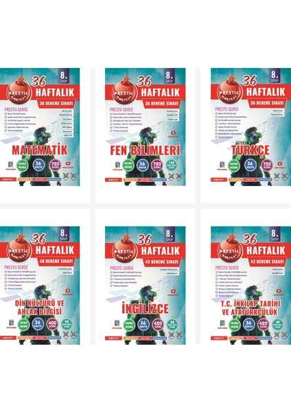 Nartest 8. Sınıf Tüm Dersler Haftalık Denemeleri Seti 6 Kitap Nar