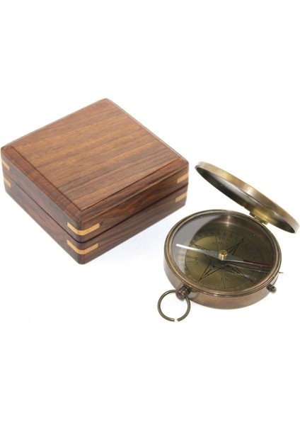Ahşap Kutulu Pirinç Pusula Model 8